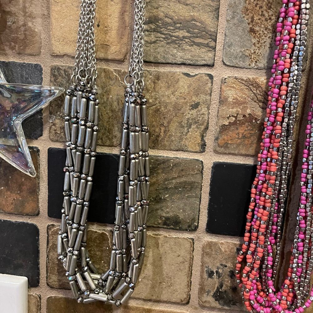 Lane Bryant and Chico’s Silver and Pink Coral Beaded Necklaces - Picture 9 of 12